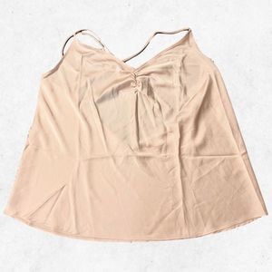 Daily Ritual Women Adjustable Spaghetti Strap Cami Top Sleeveless Pink Beige XXL